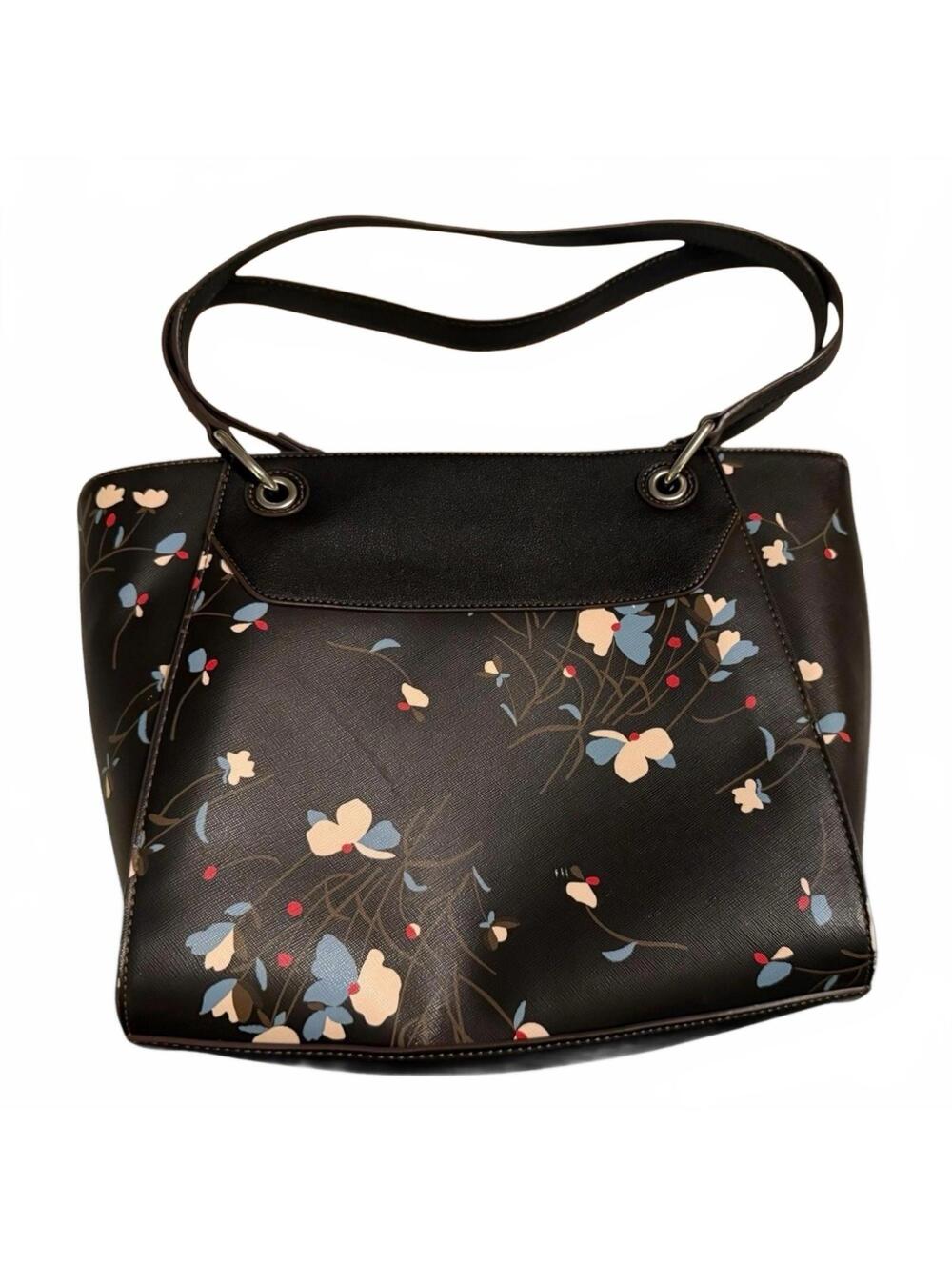 Chaps Black Floral Print Shoulder Bag